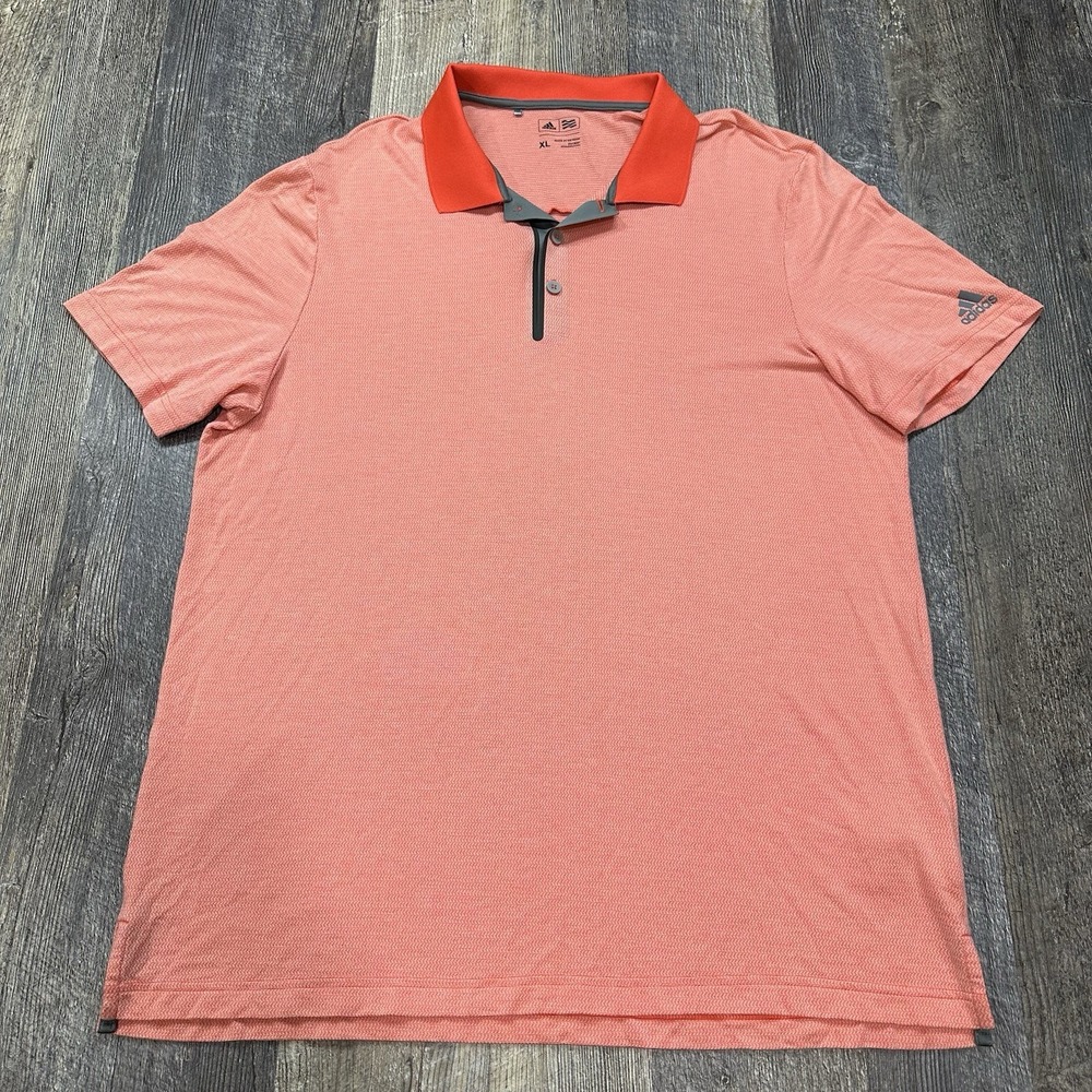 Adidas Golf Polo Men's X-Large Orange Knit Nylon/Wool Blend Short Sleeve Shirt